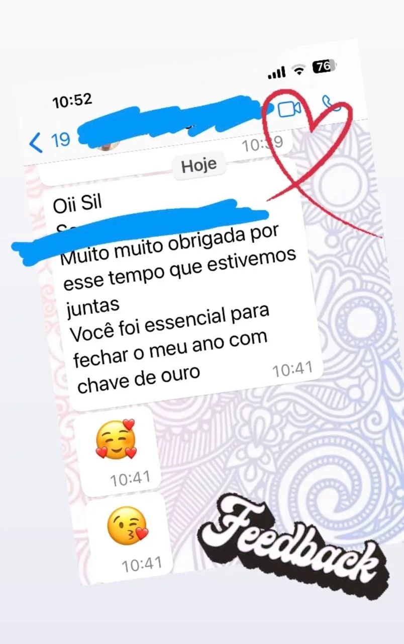 Print do depoimento — uma jornada pessoal — Depoimento recebido por mensagem